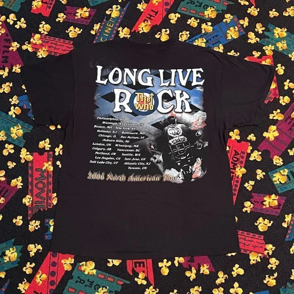 VTG ’06 The Who Long Live Rock Tour Black Graphic Tee Shirt / Size L